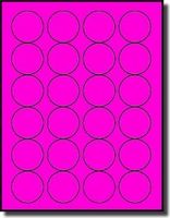 480 Label Outfitters 1 5/8" Neon Fluorescent Pink Laser Printable Circular Labels - 20 Sheets