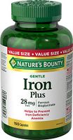 Nature's Bounty Gentle Iron Plus Pills, Supplement, Helps Prevent Iron Deficiency Anemia, 28 mg, 150 Capsules