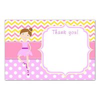 30 Blank Thank You Cards Notes Ballerina Baby Shower Birthday + 30 White Envelopes