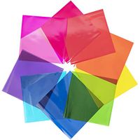 210 pcs Cello Sheets 8 x 8 in (10 Colors Assorted Value Pack) - Colored Cellophane Sheets - Colored Cellophane Wrap - Colored Transparency Sheets - Colored Saran Wrap - Cellophane Paper Wrapping