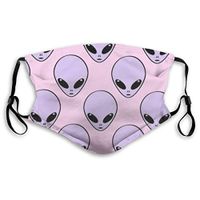Premium Earloop Face Cover, Dustproof Pollenm Face and Nose Cover with Adjustable Elastic Strap - Windproof Pink Aliens Head Half Face Mouth Cover