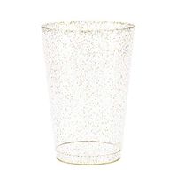 50 Gold Glitter Clear Hard Plastic Cups | 10 oz. Fancy Disposable Tumblers (50-Pack) by Bloomingoods