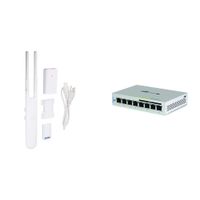 Ubiquiti UAP-AC-M-US Unifi Mesh Access Point, White Bundle with Ubiquiti UniFi Switch 8 60W (US-8-60W)