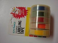 DYMO Model 728414 Assorted Glossy Finish Labeling Tapes, 3/8in. x 4ft, Pack of 5