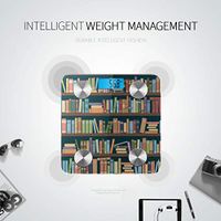 Bluetooth Scale Weight Retro Cartoon Art Bookshelf Book Digital Scale Body Fat Composition Monitor Analyzer with Smartphone App for Body Management-396lbs