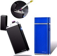 Triple Plasma Lighter- Electric Triple Arc Lighter- 2019 Design with Indicator Lights for Pipes Cigars and More -Windproof Electric Lighter- Rechargeable (2 Pack Black & Blue Ice)
