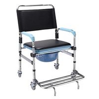 Oceanindw 4 in 1 Lightweight Folding Wheelchair - Height Adjustable Aluminum Alloy Frame with Bedpan and Anti-Fall Pedal, Shower Chair for The Elderly and Disabled