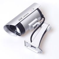 3 Packs Silver Indoor Outdoor Fake Dummy Security Surveillance Camera with 30 Blinking LED Lights & Warning Security Alert Sticker