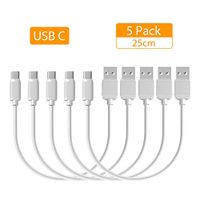 JAYEE Short USB C Kabel Mini Type C Charging Cable (25cm) USB to Type C Cable for Charging Station Power Bank Samsung Galaxy S9 / S8 / Note 9 / Note 8 / Huawei P20 / P10, OnePlus (5 Pieces, White)