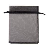Texplus 100Pcs Drawstring Organza Gift Candy Jewelry Party Pouch Bags (Black, 7"Wx9"L)