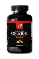 Norwegian COD Liver Oil with Vitamins A & D3/EPA & DHA - Brain Blood Flow - 1 Bottle 250 Softgels