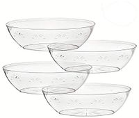 Oval Crystal Clear Plastic Serving Bowls, Salad, Snack, Disposable Bowls -64 Ounce – Perfect For Your Party or Event – and Durable Hard Plastic, Pack of 4.