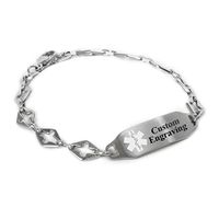 My Identity Doctor - Ladies Medical Alert Bracelet with Engraving - 316L 6mm Steel Cross - White - Wrist Size 6.5 Inch