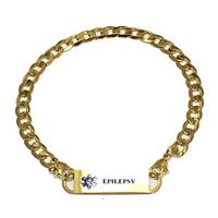 Pre-Engraved Gold Plated Curb Link"Epilepsy" Medical ID Bracelets for Women