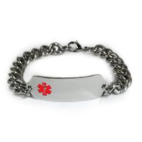 DO NOT RESUSCITATE Medical ID Alert Bracelet with Embossed Emblem and Wide Chain. Style: Classic Wide, Premium Series.