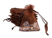 TheDisplayGuys 100-Pack 2x3 Brown Sheer Organza Gift Bags with Drawstring, Jewelry Candy Treat Wedding Party Favors Mesh Pouch