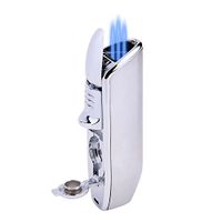 Tripple Torch Jet Flame Butane Cigarette Lighter with Built In Cigar Punch/Gift Box