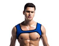 Double Shoulder Support Brace Mens Chest Harness Gym Sport Muscles Protector XL-Blue