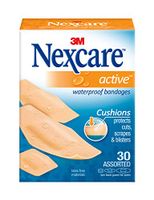 Nexcare Active Extra Cushion Bandages, Dirtproof, Assorted Sizes, 30 Count Packages (Pack of 4)