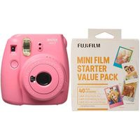 Fujifilm Instax Mini 9 Instant Camera Flamingo Pink w/ Fujifilm Starter Film Pack