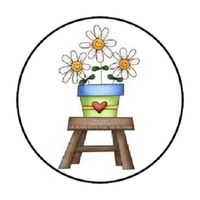 HotSaleStore Sticker Seals 48 Country Flower Pot Daisies Envelope Seals Labels Stickers 1.2" Round