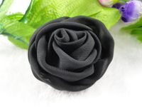 11pcs Big 2.6"Chiffon Rose Flower Appliques/Craft/Sewing 11 Colors-u Pick (Black)