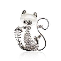 61 Style Women Retro Rhinestone Crystal Flower Wedding Bridal Corsage Brooch Pin Daily Fashion Novelty Party Girl | StyleID - #7_ Cute Kitten Brooch 5.5CM.