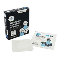 Medpride Waterproof Composite Wound Dressing Pads- 10-Pack, 4 inches by 4 inches Pads- Sterile, Individually Wrapped- for Men + Women- for Pressure Ulcers, Post Op Trauma-Injury-Medium Absorbency