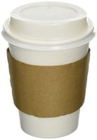 50 Paper Coffee Cup/Disposable Hot Cup 12 oz. WHITE with 50 Cappuccino Lids and 50 Sleeves