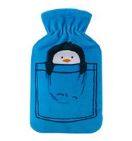 Classic Rubber Hot/Cold Water Bottle with Soft Fleece Cover (400ML,Blue)