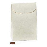 Embossed Bianco Tab Top Tent Box - Ivory - 3-1/2" X 1-3/4" X 5" - Case 200