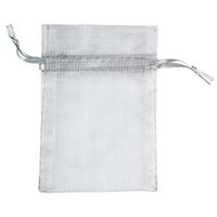 JAM PAPER Sheer Organza Bags - Small - 4 x 5 1/2 - Silver - 12/Pack