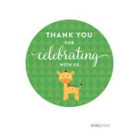 Andaz Press Jungle Safari Baby Shower Party Collection with Giraffe, Round Circle Label Stickers, Thank You for Celebrating with US!, 40-Pack