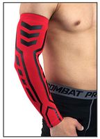 Elastic Compression Arm Sleeves Badminton Basketball for Sun Protection Arm Warmers Cover Quick Dry Armguards Cycling Sleeves,Red,M
