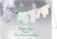 Clothesline Baby Thank You Cards - Set of 20