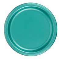 24 Plates 8.75" Paper Dinner Lunch Plates Wax Coated - Teal