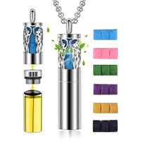 CELESTIA Aromatherapy Diffuser Necklace for Women, Essential Oil Pendant Pattern Lockets Stainless Steel Perfume Necklace with 18 Felt Pads Gift Set - 24'' Chain