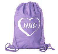Valentine's Day Bags, Cotton Drawstring Cinch Backpacks, Valentines Day Gift Bags - Purple CA2725VAL S6