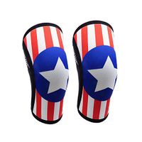 Knee Sleeves ( 1 PAIR ) 7 mm Neoprene Best Knee Supports Pain Compression Brace Cap for Squats, Crossfit WODS Weightlifting Powerlifting Strong Knee Pads For Men Women by RUNTOP (M, Captain US)