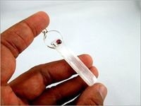 Pure Selenite Pendant 2 inch Approx. Rough A++ Garnet Cabochon Top Grade Healing Spiritual Divine India Crystal Therapy Geometry Positive Peace Pocket Internal Strength Love