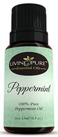 Living Pure Essential Oils #1 Peppermint Oil - Aid Indigestion & Freshen Rooms - Natural Headache Relief - 100% Organic Therapeutic & Aromatherapy Grade, 15ml
