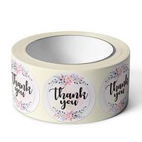 Pebble Penguin Thank You Stickers 1.5" (250) Floral Stickers for Craft Project Weddings Events Birthdays Baby Showers - Small Business Label Tags for Packages Merchandise Receipts