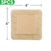 5Pack Bordered Silicone Adhesive Foam Dressing, 4"x4", Sterile, Waterproof Sacral Foam Dressing, Foam Wound Dressing with Central Ultra Absorbent-Foam (2.5" X 2.5") for Emergency Care