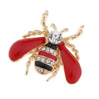Bling Enameled Crystal Cute Honeybee Brooch Pin Women Accessories Charm Gift Daily Popular Fashion Novelty Woman Girl Cheap Design Styling | Color - Red