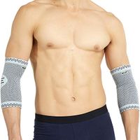 Neotech Care Elbow Support Sleeve (1 Pair) - Bamboo Fiber 3D Weaving Knitted Fabric - Elastic & Breathable - for Golf, Tennis, Sports - Right or Left Arm - Grey Color (Large Size)