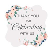 OPG Floral Garden Party Wedding Collection Adhesive Stickers,Decorative Stickers for Party Supplies,Thank You for Celebrating with Us,100-Pack 2"(White Fancy Frame)