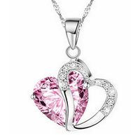 Meidexian888 Clavicle Pendant Necklace,Fashion Women Heart Crystal Rhinestone Silver Chain Pendant Necklace Jewelry (G)
