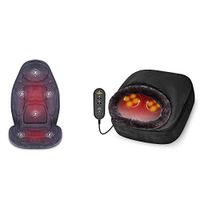 SNAILAX Vibration Massage Seat Cushion Foot Massager Bundle | Heat 6 Vibrating Motors and 3 Therapy Heating Pad, Back Massager, Massage Chair Pad for Home Office Car use