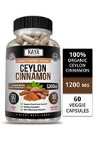 Kaya Naturals Organic Ceylon Cinnamon 1200mg per Serving, 60 Count Capsules for Healthy Blood Sugar Support, Joint Support, Anti-inflammatory & Antioxidant (60 Capsules)