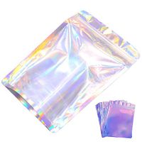 Flat Ziplock Bag Resealable Foil Pouch Bag 5.5 x 7.8 Inches Holographic Color Pack of 100